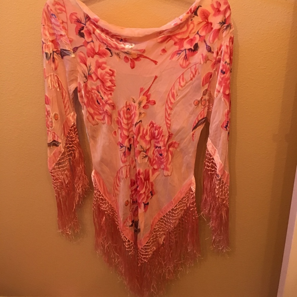 Sheer and velvet shirt