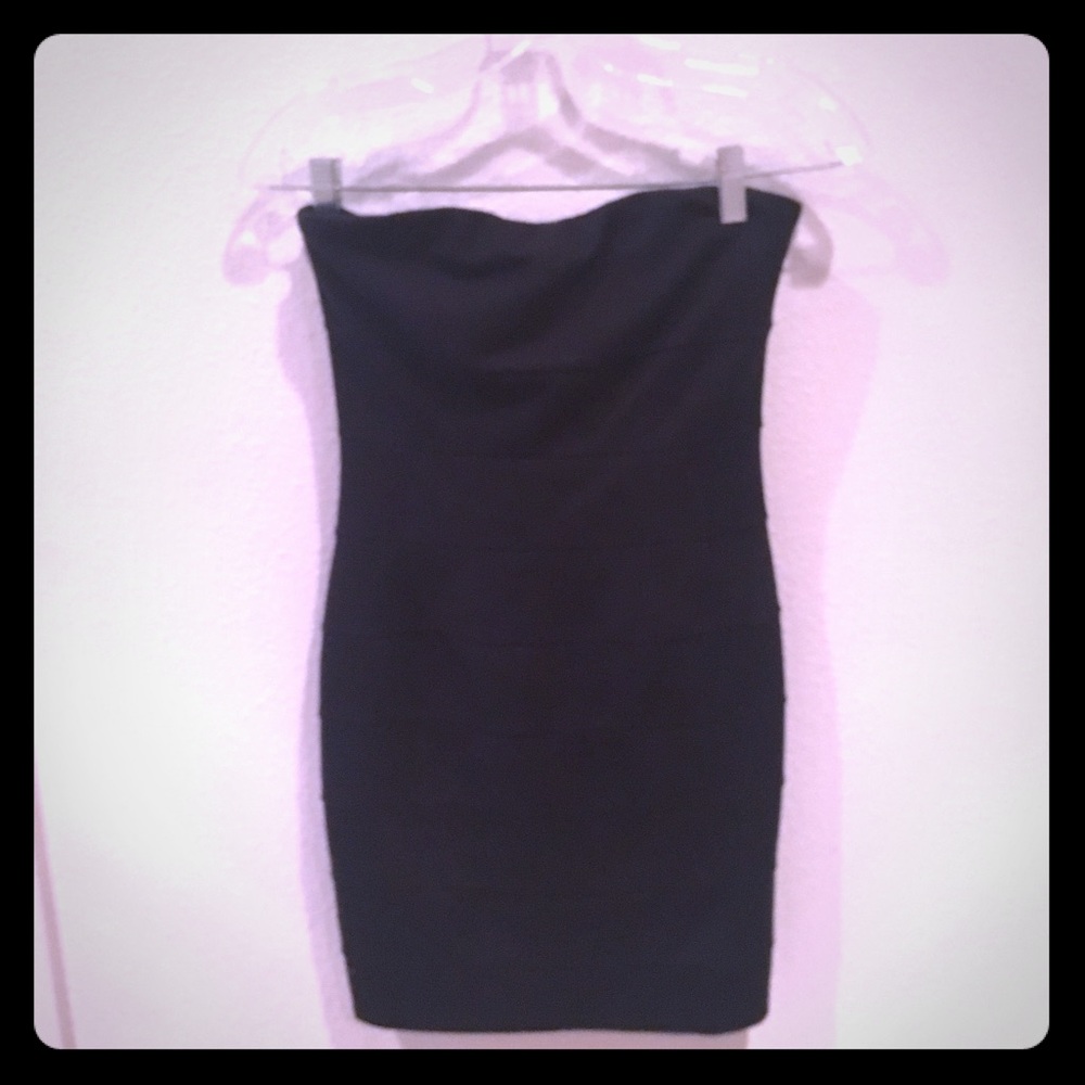 Strapless black dress with zipper in back
