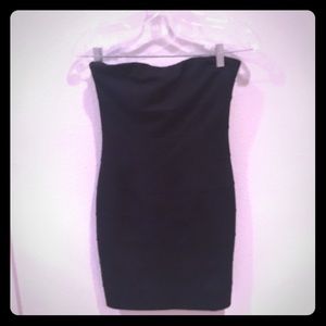 Strapless black dress with zipper in back