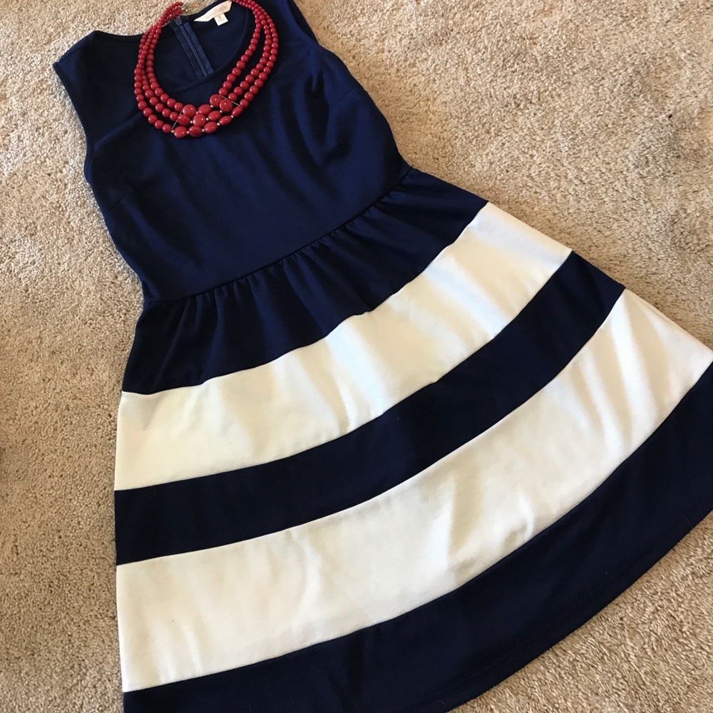 Navy and white dress