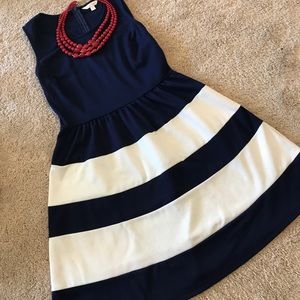 Navy and white dress