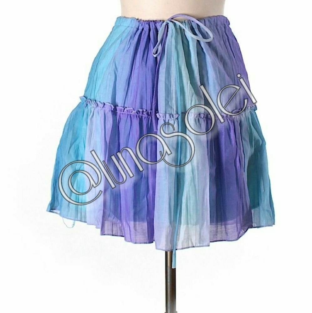 NEW L/XL Blue Purple Patchwork Festival Skirt