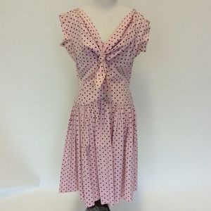 Vintage pink/black polkadot swing dress