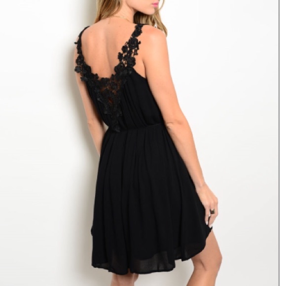 Little black summer dress w/lace straps, New! - Picture 2 of 2
