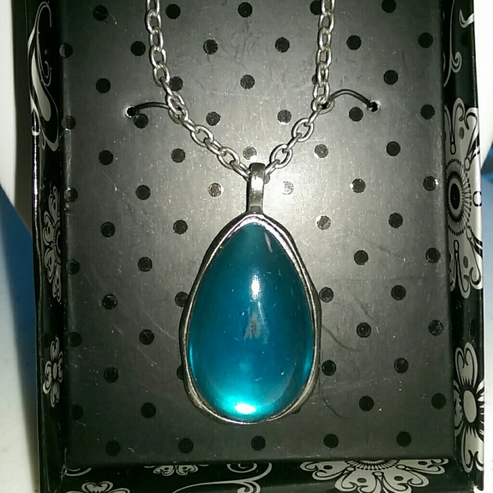 Lyra Teal long drop necklace Grace Adele