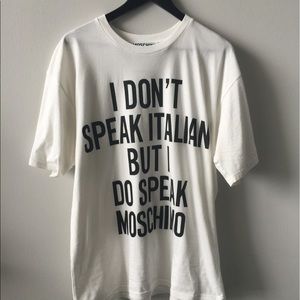 Moschino Couture I don't speak Italian tshirt top