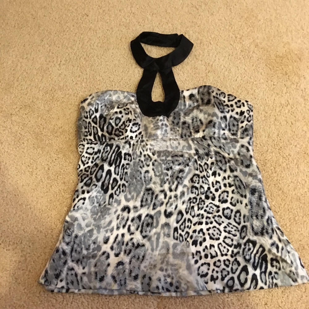 Cheetah print, silk, halter blouse