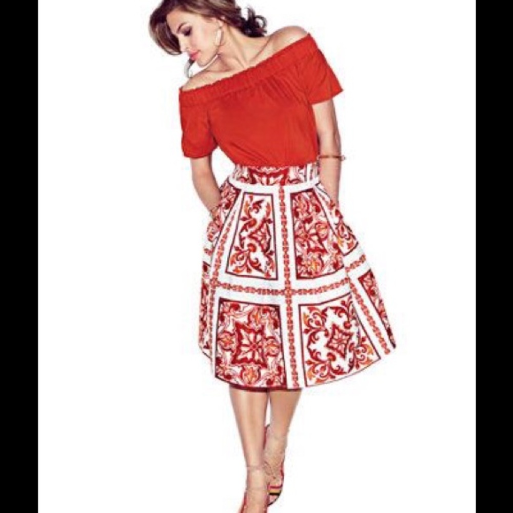 Eva Mendes Maddie Skirt in Aztec Orange