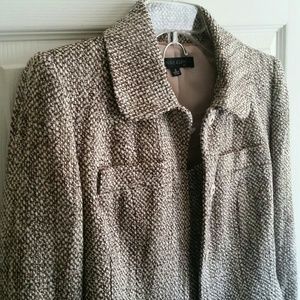 Anne Klein black label gold fleck tweed skirt suit