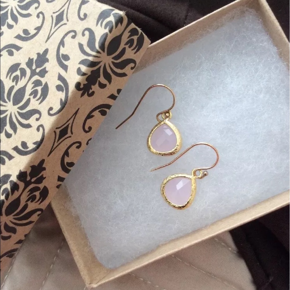 NWOT Handmade pink ice gold filled plated earrings