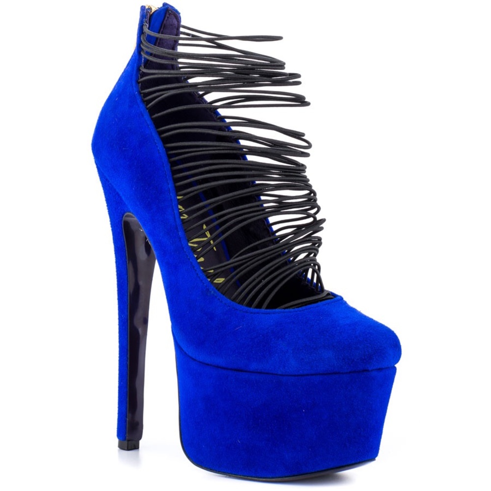 London Trash Blue SuedePlatform Pumps