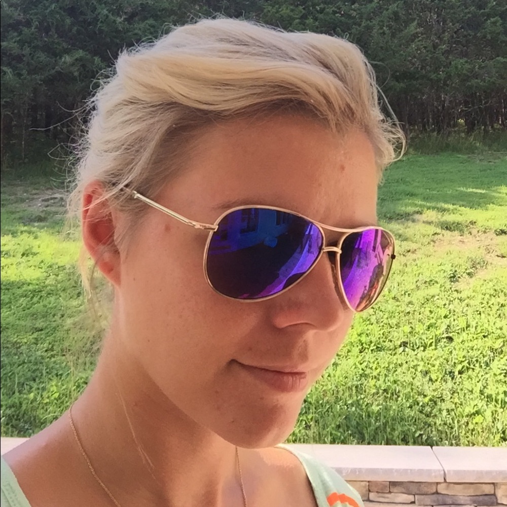 Cole Hann Blue Mirrored Aviator Sunglasses