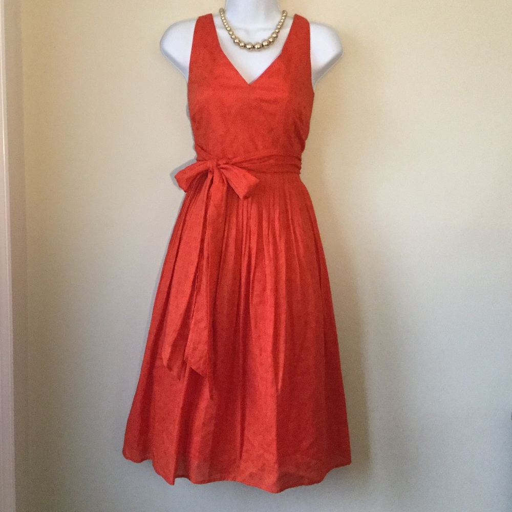 Lovely J Crew 0range cotton dress sz 12 - Picture 1 of 4