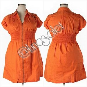 NWT Plus & XL Orange Collared Stretch Dress