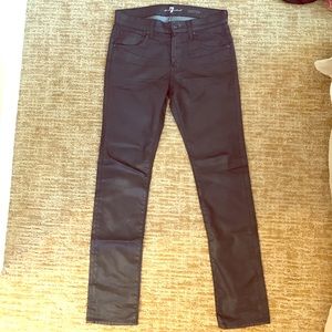 7 For All Mankind Leather-Look Black Skinny Jeans