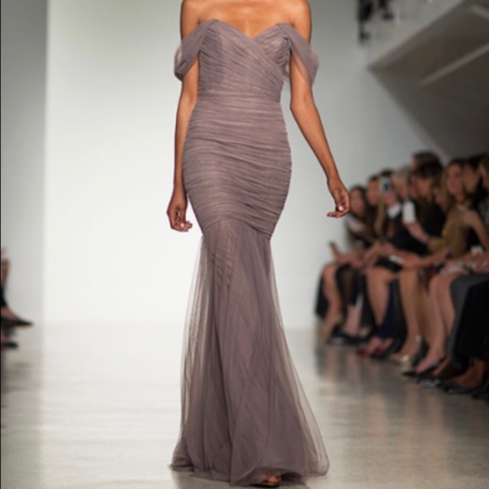 NWT Amsale Tulle Bridesmaid Dress in Charcoal