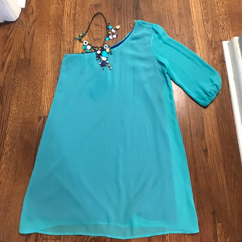 Turquoise one shoulder dress