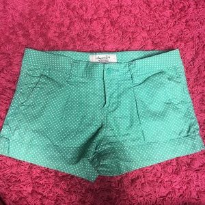 Green polka dot shorts