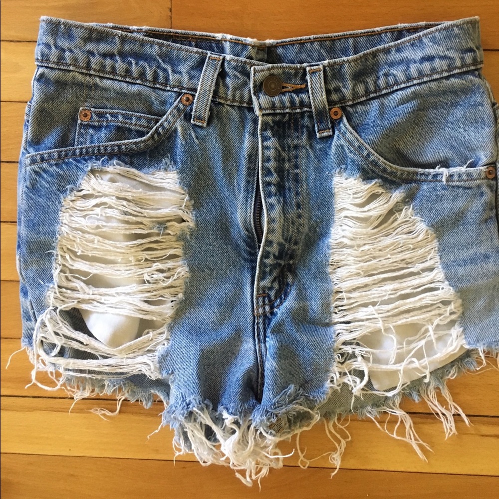 LF Stores High Waisted Ripped Levi Jean Shorts