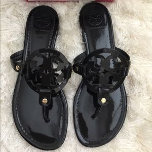 Tory Burch Black Patent Miller Sandals 9