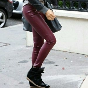 Forever 21 burgundy faux leather leggings