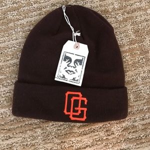 OBEY Logo "OG" beanie, brown & orange