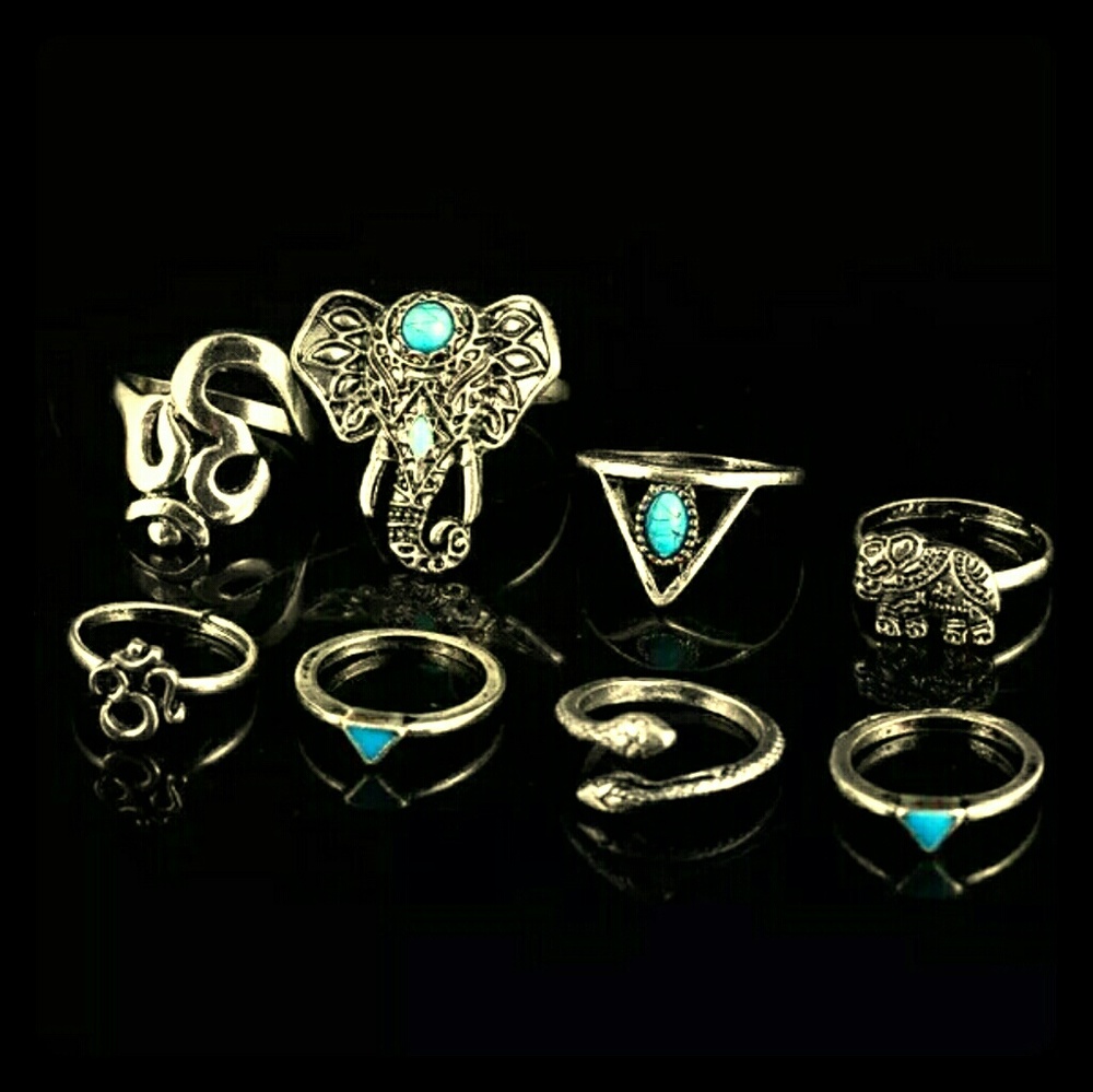 EIGHT SILVER BOHEMIA STYLE RINGS!!!!