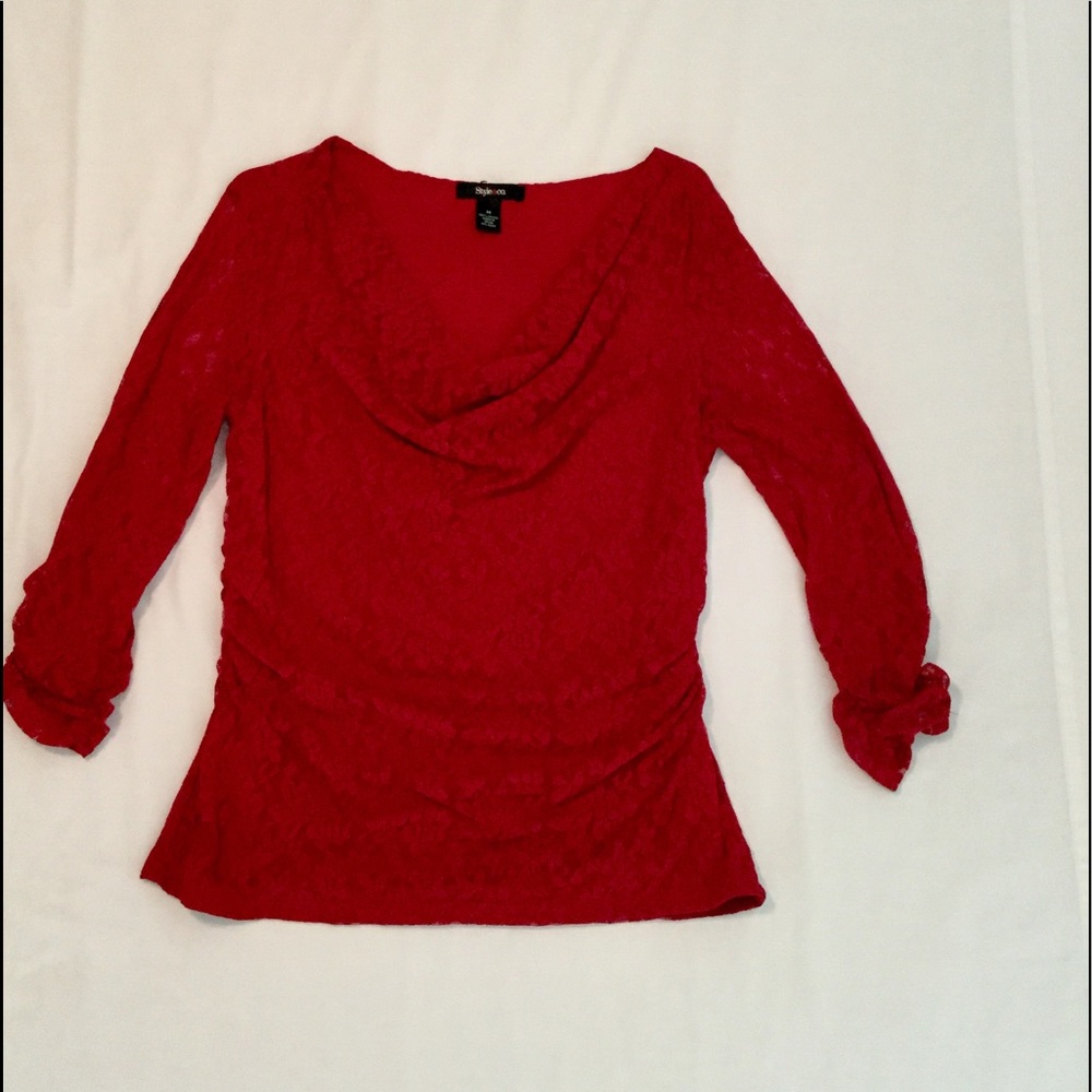 Red, lacey, top, size M