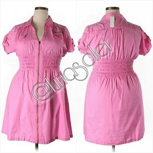 NWT Plus XL & 3X Pink Stretch Collared Dress