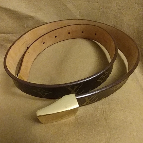 45 off Louis Vuitton Accessories LV Monogram Gold Buckle Plate Belt