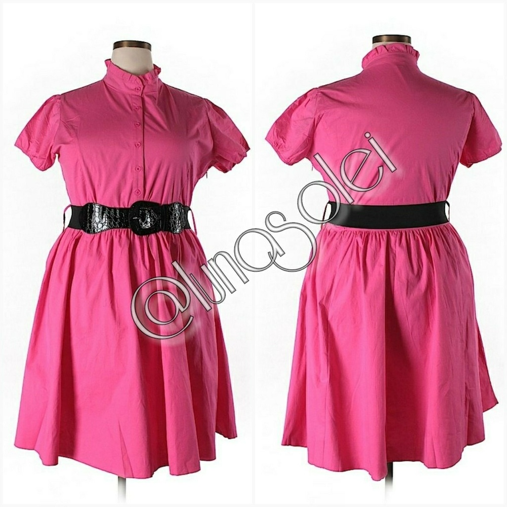 NWT Plus Belted Pink Stretch Dress