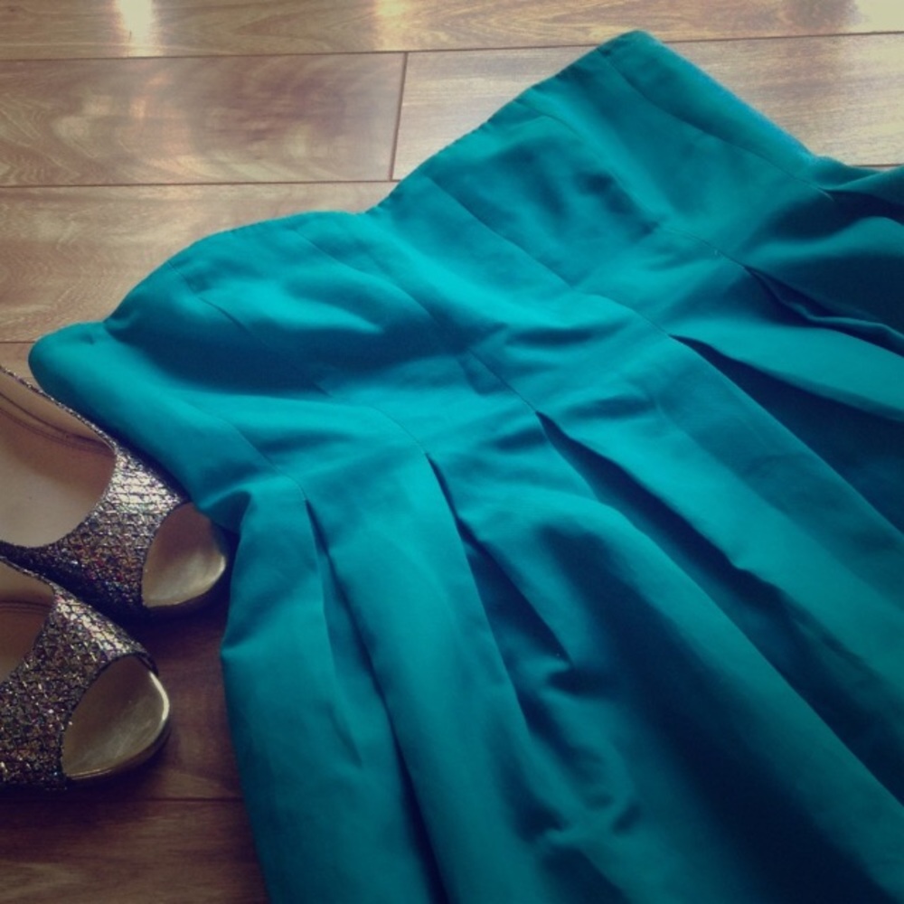 JCrew Teal Strapless Dress 6P-Cute!