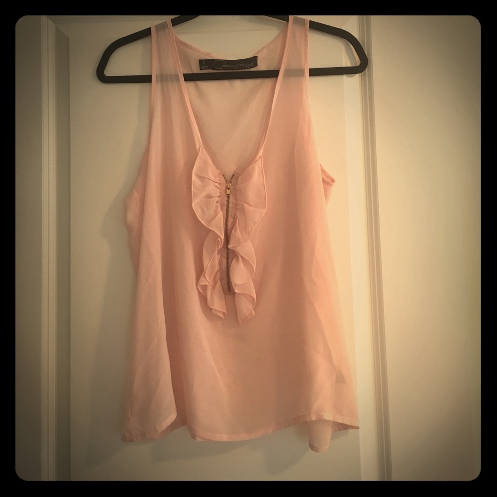 Romantic light pink sheer tank