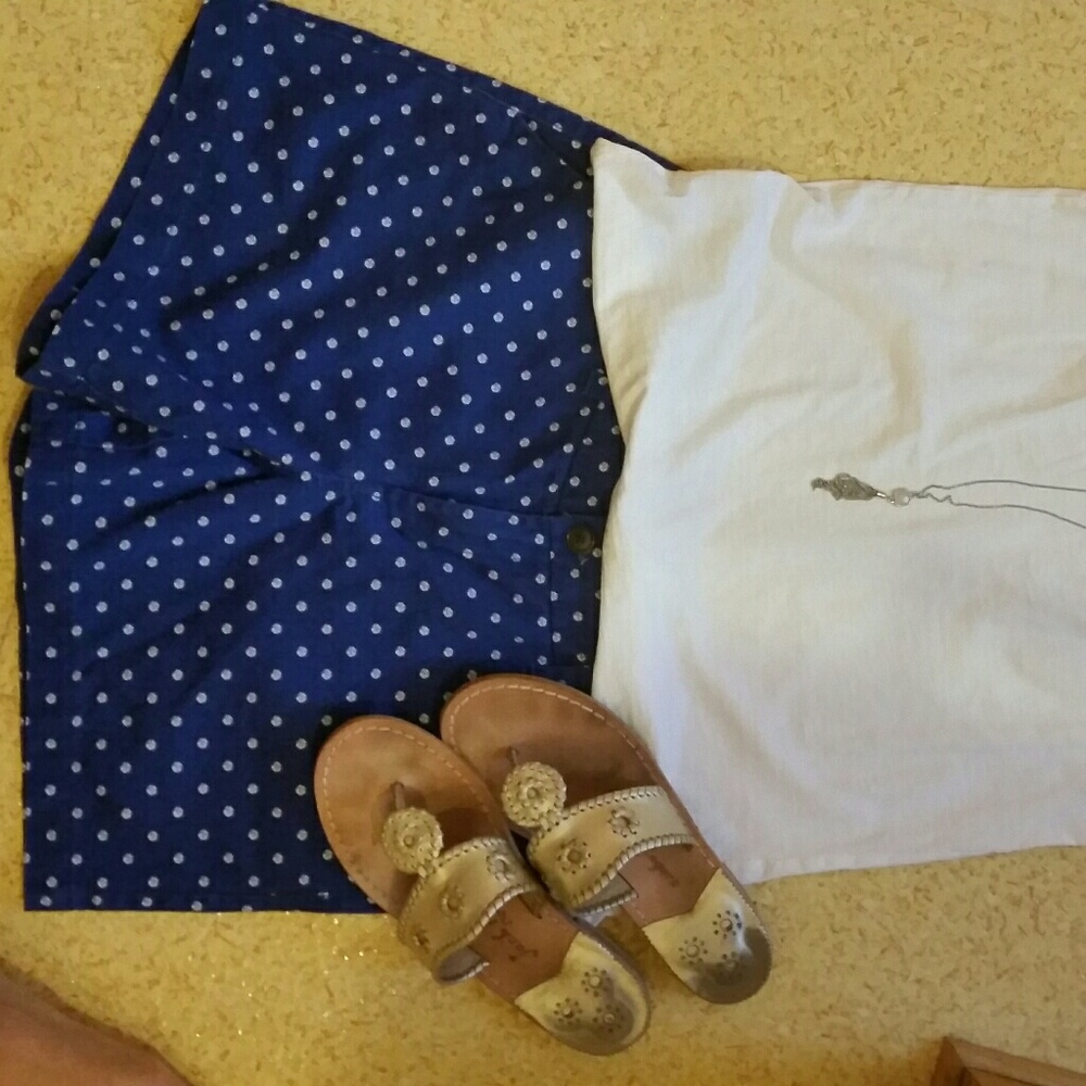 Merino shorts royal blue with white dots