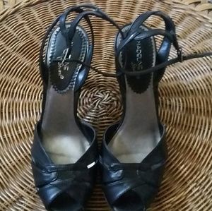 Black strappy platform heels