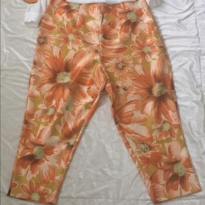 Ashley Stewart Woman Plus Floral Orange Pant Sz18W