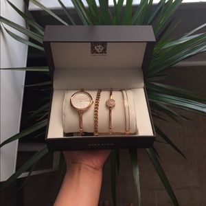 Anne Klein Watch & Stackable Bracelet Set