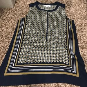 Loft blue geometric print top
