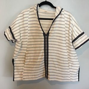 Madewell Striped/Embroidered Hooded Poncho