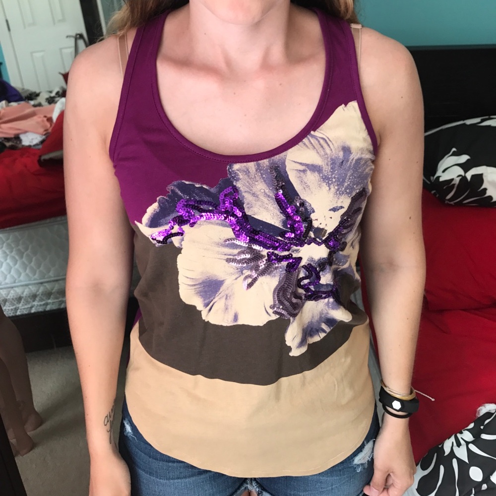 Fuchsia Flower Racerback Tank Top