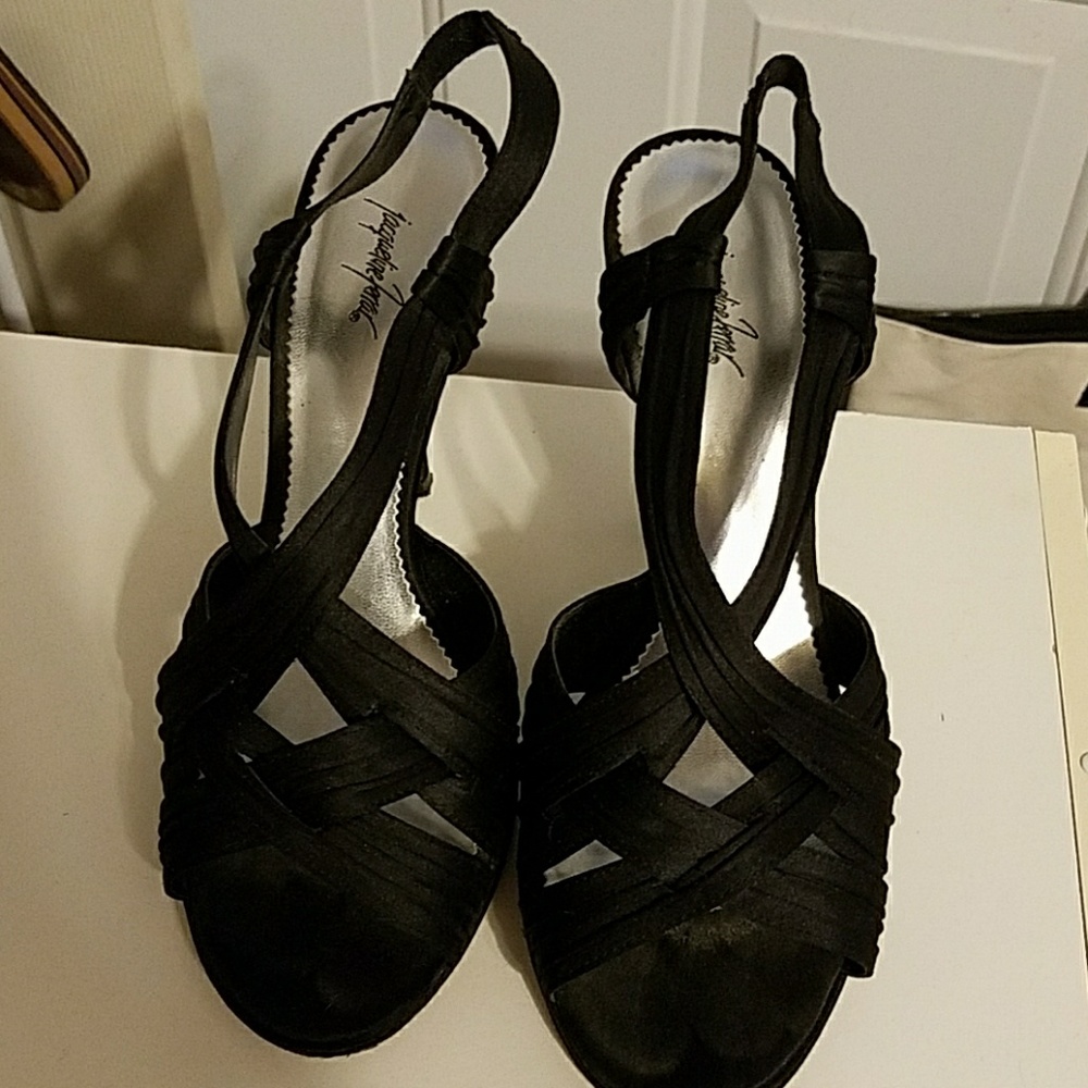 GUC Black Satin Slingbacks