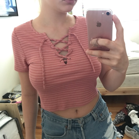 lace up crop top! - Picture 2 of 2