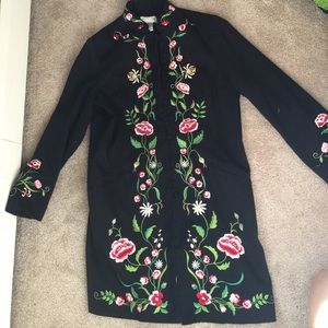 knee length embroidered jacket