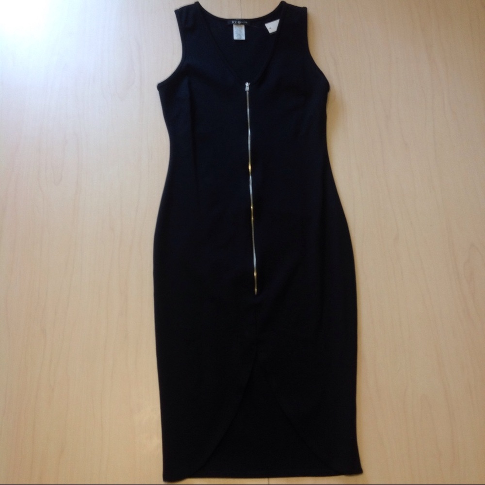 🚨Trendy Black Zipper Up High Low Dress ❤