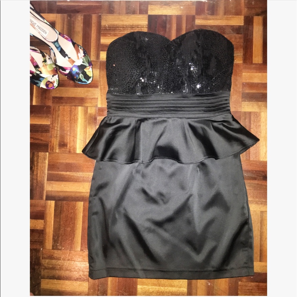 Sexy satin peplum dress