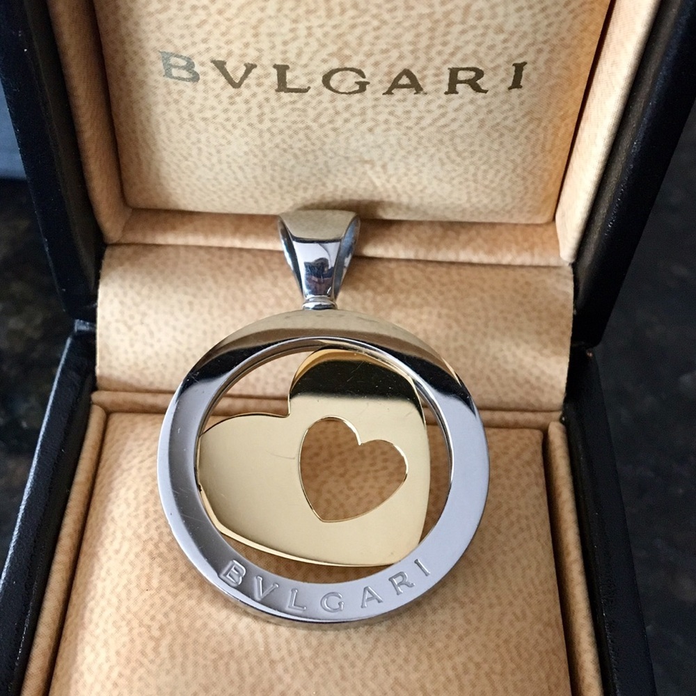 BVLGARI Tondo 18k yellow gold and steel pendant