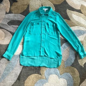BCBG Generation Turquoise Button Blouse