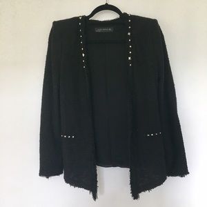 Zara Black Frayed Studded Jacket