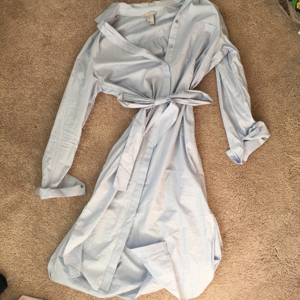midi length h&m shirt dress w ruffle
