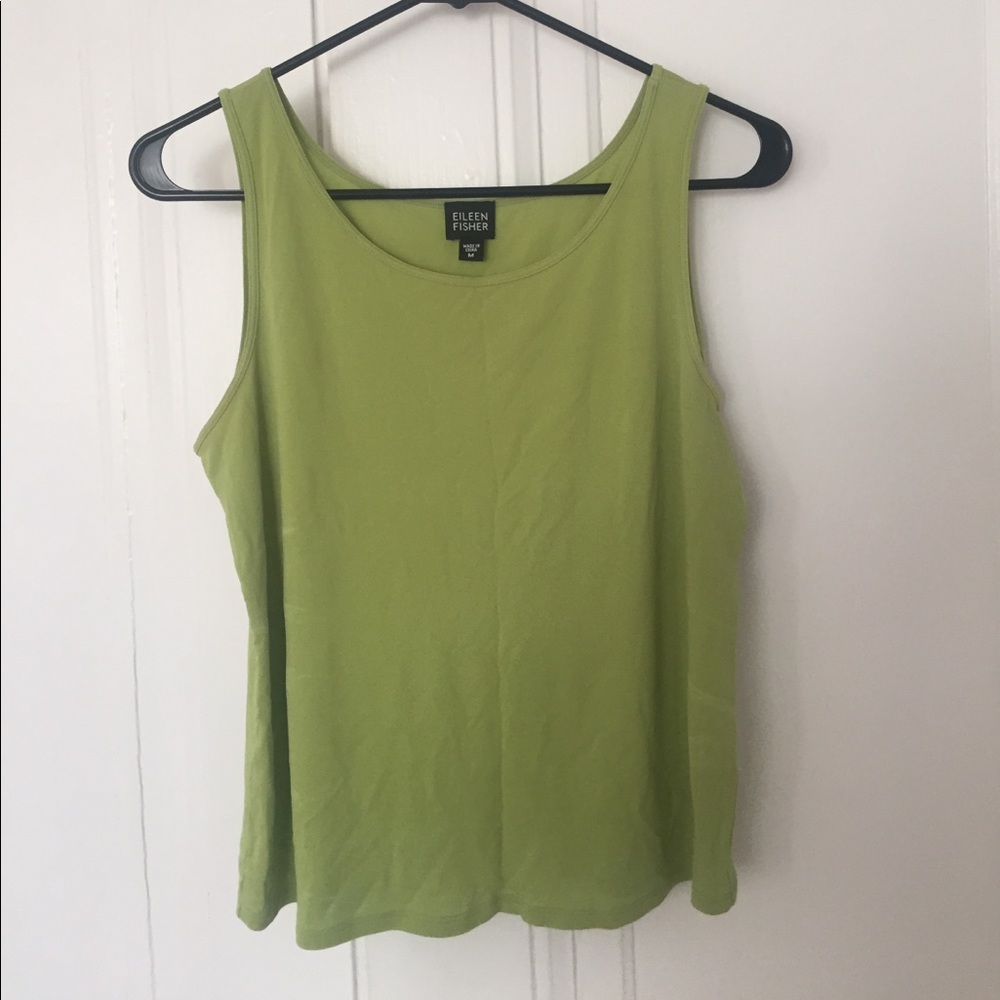 Eileen Fisher light-green silk scoop-neck tank
